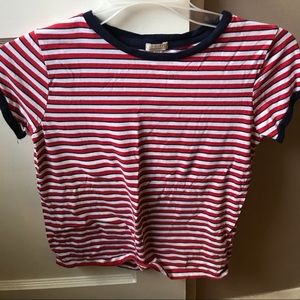 FOREVER 21 RED AND WHITE STRIPED TEE